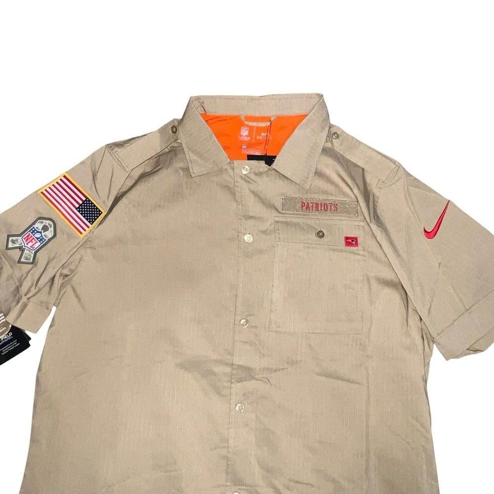 Nike New England Patriots Salute to Service Shirt L New‎ Khaki AT6752-297 On-Fie